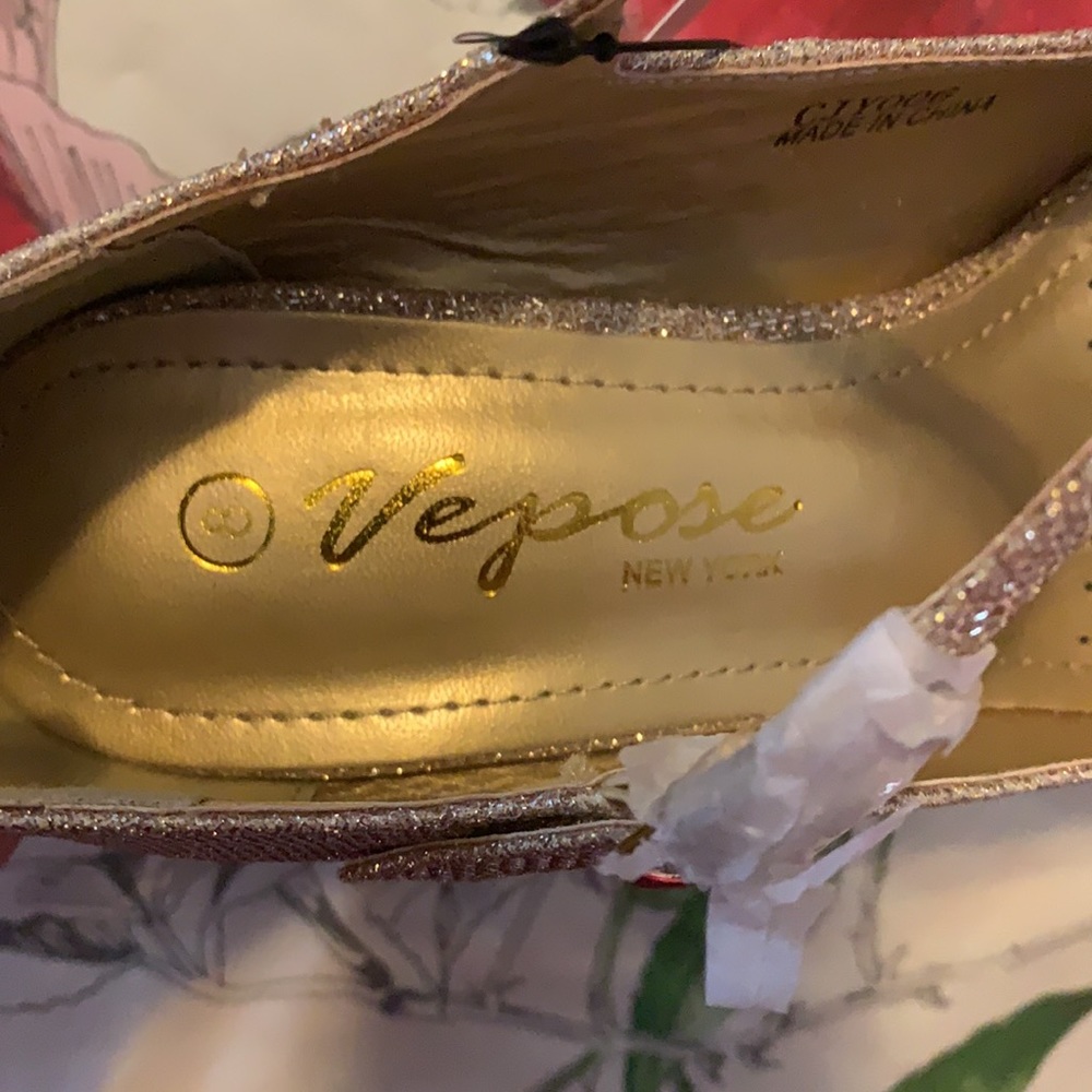 New with box Vepose New York Gold Glitter Heels - Picture 7 of 15